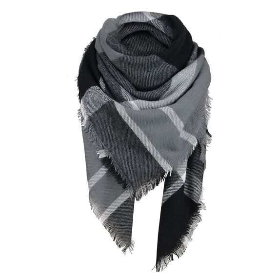 Durio Karoschal Damen Schal Winter Weich Deckenschal Quadratisch Übergroßer Strickschal Kariert Poncho mit Fransen A