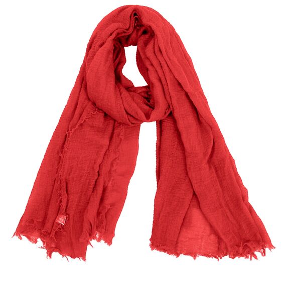 Van Der Rich ® - Schal mit fein gekreppter Oberfläche für Damen und Herren (45-Rot, One Size)