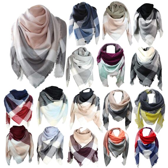 Glamexx24 XXL Kuschelige Damen Poncho Schal mit verschiedenen Mustern, warm und wunderschön, Blau, Einheitsgröße