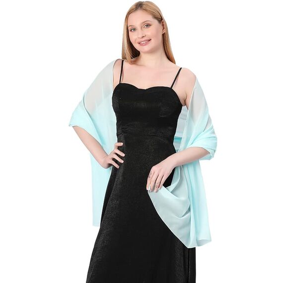 Ladiery Sheer Chiffon Tücher und Wraps für Abendkleider, Damen leichter weicher Schal für Hochzeit Braut Schultertuch