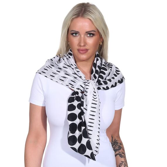 Harrys-Collection Damen Herren Baumwolltuch in vielen Farben 100 x 100 cm, Größen:Einheitsgröße, Farben:Punkte schwarz