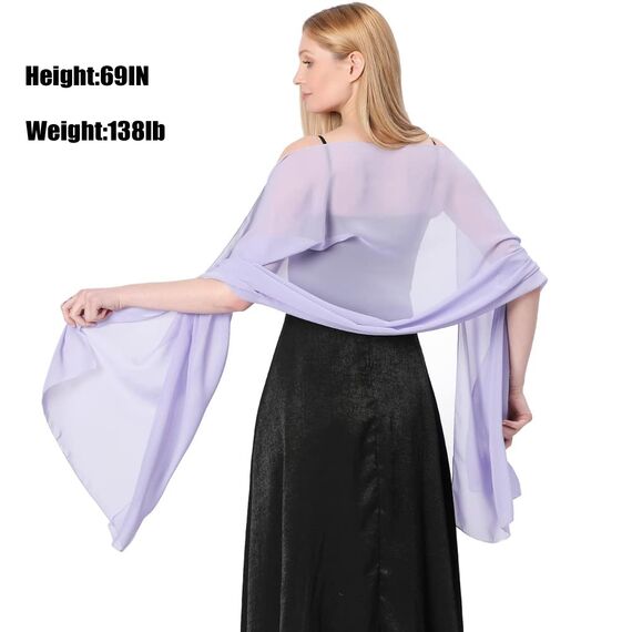 Ladiery Sheer Chiffon Tücher und Wraps für Abendkleider, Damen leichter weicher Schal für Hochzeit Braut Schultertuch