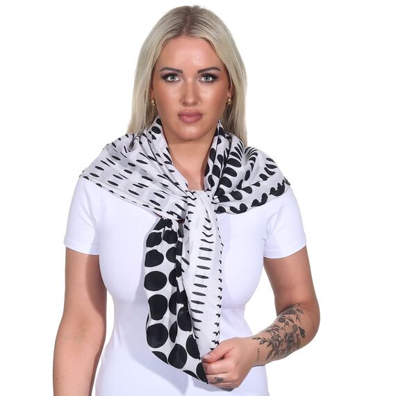 Harrys-Collection Damen Herren Baumwolltuch in vielen Farben 100 x 100 cm, Größen:Einheitsgröße, Farben:Punkte schwarz