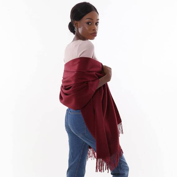 Schal Weinrot Stola Festlich Fur Abendkleid Pashmina Schals Tücher für Damen Winter