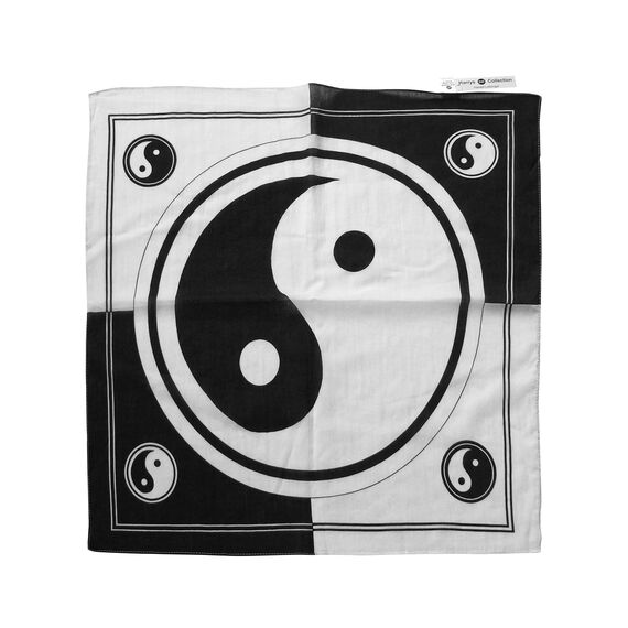 Harrys-Collection Damen Herren Baumwolltuch in vielen Farben 100 x 100 cm, Größen:Einheitsgröße, Farben:Yin & Yang
