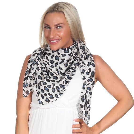 Harrys-Collection Damen Herren Baumwolltuch in vielen Farben 100 x 100 cm, Größen:Einheitsgröße, Farben:Leopard schwarz