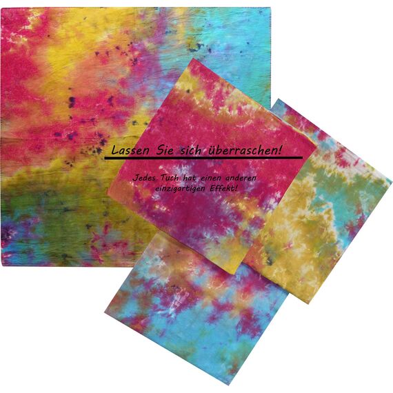 Harrys-Collection Damen Herren Baumwolltuch in vielen Farben 100 x 100 cm, Größen:Einheitsgröße, Farben:Batik gemustert