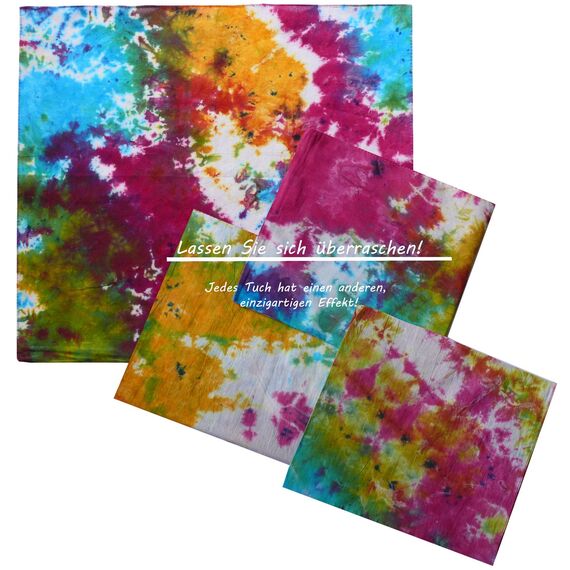 Harrys-Collection Damen Herren Baumwolltuch in vielen Farben 100 x 100 cm, Größen:Einheitsgröße, Farben:Batik gemustert