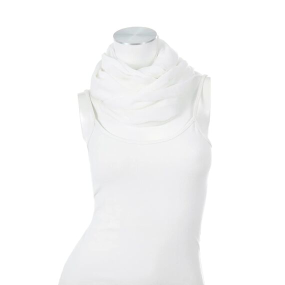 Majea Damen Loop Schal Cary – Eleganter Schlauchschal unifarben – 170x75cm weicher Rundschal für Business & Alltag (weiß)