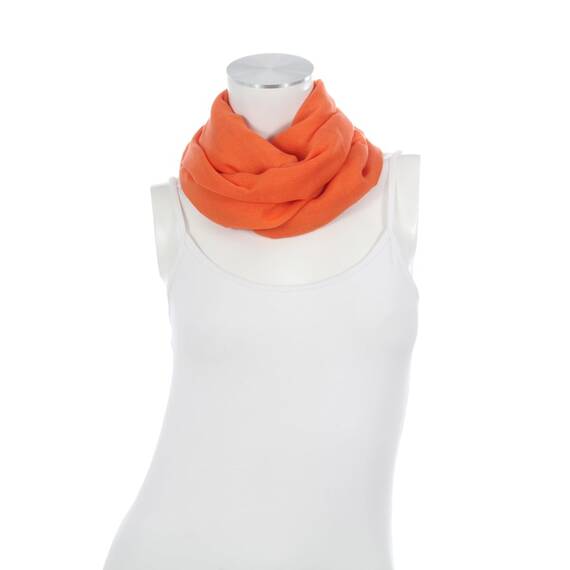 Majea Damen Loop Schal Cary – Eleganter Schlauchschal unifarben – 170x75cm weicher Rundschal für Business & Alltag (mandarin)