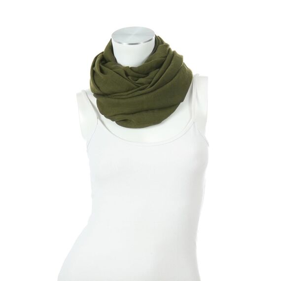 Majea Damen Loop Schal Cary – Eleganter Schlauchschal unifarben – 170x75cm weicher Rundschal für Business & Alltag (dark olive)