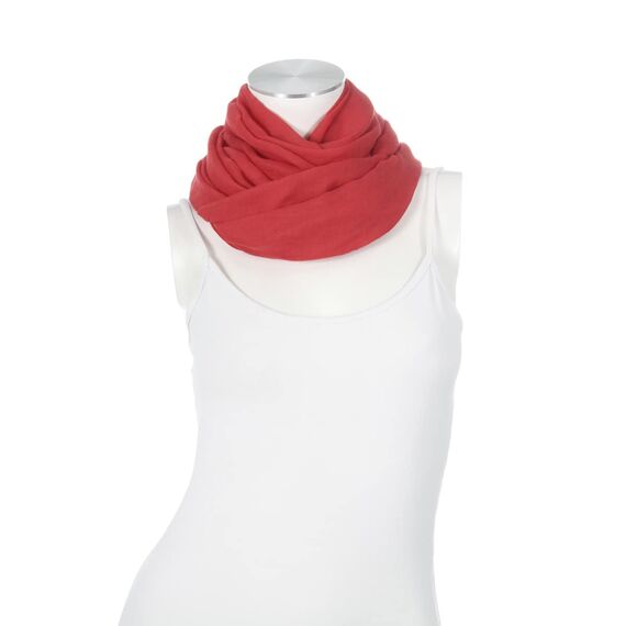 Majea Damen Loop Schal Cary – Eleganter Schlauchschal unifarben – 170x75cm weicher Rundschal für Business & Alltag (rot)