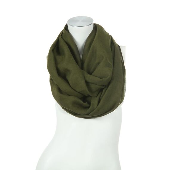 Majea Damen Loop Schal Cary – Eleganter Schlauchschal unifarben – 170x75cm weicher Rundschal für Business & Alltag (dark olive)