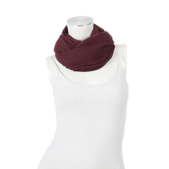 Majea Damen Loop Schal Cary – Eleganter Schlauchschal unifarben – 170x75cm weicher Rundschal für Business & Alltag (weinrot)