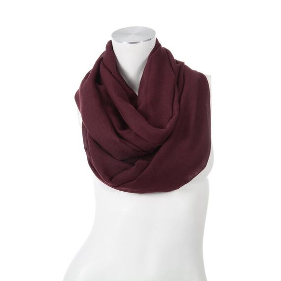 Majea Damen Loop Schal Cary – Eleganter Schlauchschal unifarben – 170x75cm weicher Rundschal für Business & Alltag (weinrot)