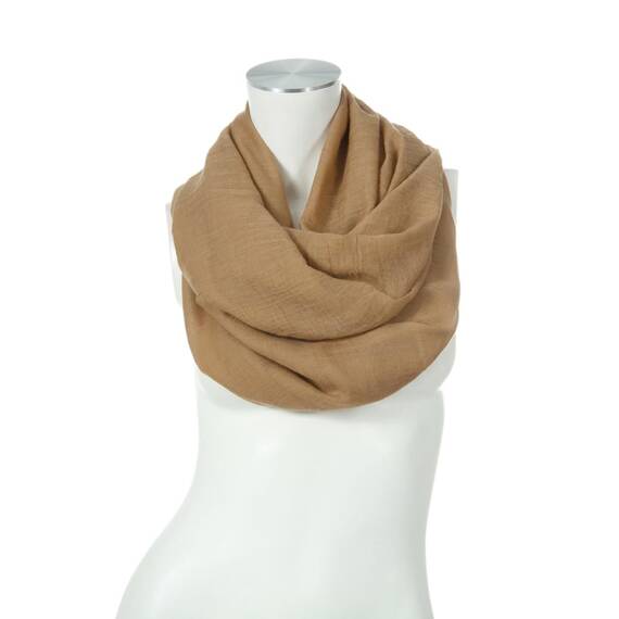 Majea Damen Loop Schal Cary – Eleganter Schlauchschal unifarben – 170x75cm weicher Rundschal für Business & Alltag (camel)