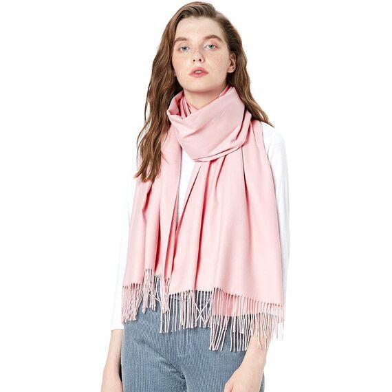 MaaMgic Schal Damen Warm Winter Herbst unifarben Baumwolle mit quasten/fransen, 20+ Farben Einfarbig & Kariert Pashmina Stola Schals MEHRWEG,Pink Rosa
