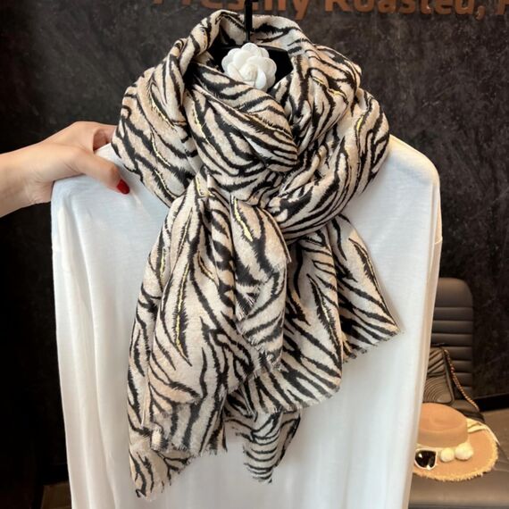 KRUIHAN Zebra Animal Print Schals & Tücher für Damen Stola Damen Festlich Leichtes Herbst Winter Halstuch Schultertuch Kopftuch Geschenke für Frauen,Stil C-Beige Stola