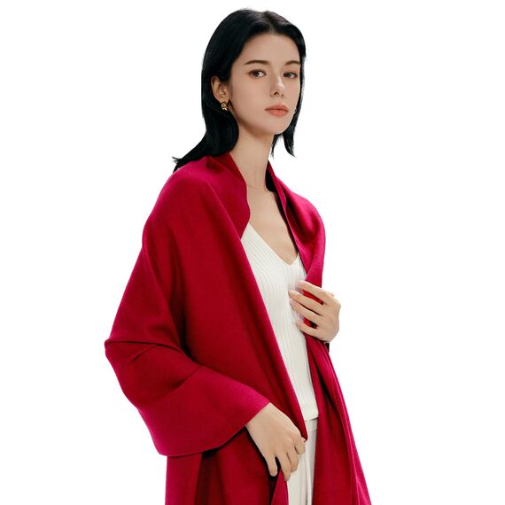 MaaMgic Schal Damen Warm Winter Herbst unifarben Baumwolle mit quasten/fransen, 20+ Farben Einfarbig & Kariert Pashmina Stola Schals MEHRWEG,Rot