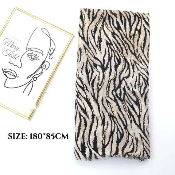 KRUIHAN Zebra Animal Print Schals & Tücher für Damen Stola Damen Festlich Leichtes Herbst Winter Halstuch Schultertuch Kopftuch Geschenke für Frauen,Stil C-Beige Stola