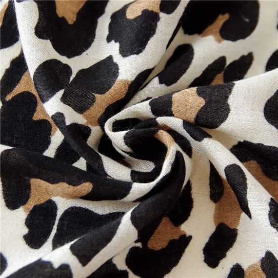 KRUIHAN Frauen Weichen Langen Hals Schal - Damenmode Leopard Tiermuster Cape,Abendgesellschaft Stilvolle Accessoires mit Quaste(Stil B-Beige)