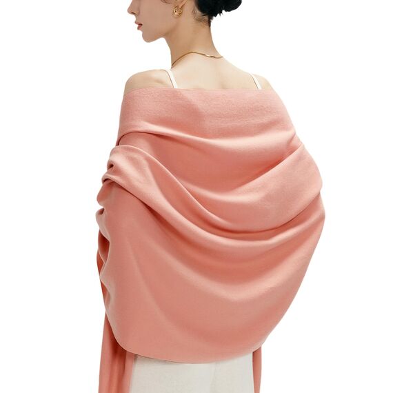 MaaMgic Schal Damen Warm Winter Herbst unifarben Baumwolle mit quasten/fransen, 20+ Farben Einfarbig & Kariert Pashmina Stola Schals MEHRWEG,Hell Rosa 2025