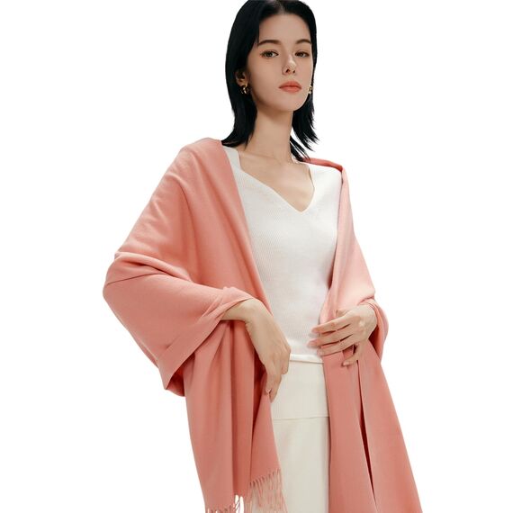 MaaMgic Schal Damen Warm Winter Herbst unifarben Baumwolle mit quasten/fransen, 20+ Farben Einfarbig & Kariert Pashmina Stola Schals MEHRWEG,Hell Rosa 2025