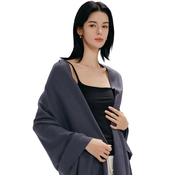 MaaMgic Schal Damen Warm Winter Herbst unifarben Baumwolle mit quasten/fransen, 20+ Farben Einfarbig & Kariert Pashmina Stola Schals MEHRWEG,Dunkel Grau