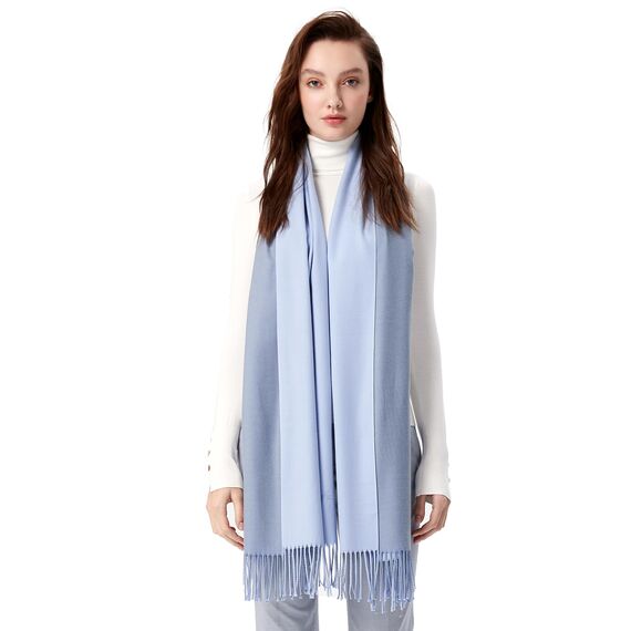 MaaMgic Schal Damen Warm Winter Herbst unifarben Baumwolle mit quasten/fransen, 20+ Farben Einfarbig & Kariert Pashmina Stola Schals MEHRWEG,Himmel Blau
