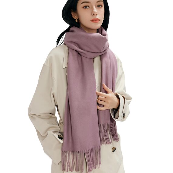 MaaMgic Schal Damen Warm Winter Herbst unifarben Baumwolle mit quasten/fransen, 20+ Farben Einfarbig & Kariert Pashmina Stola Schals MEHRWEG,Beeren Lila 2025