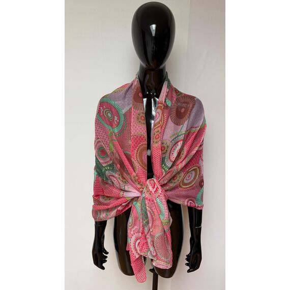 Van Der Rich ® - Tücher Schal Dessin Blumen Größe: 180cm*80cm - Damen (14-Rosa, TU)