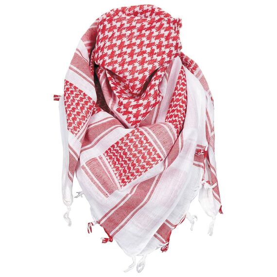 MFH PLO Halstuch mit Fransen Shemagh (Rot/Weiß/115x110 cm)