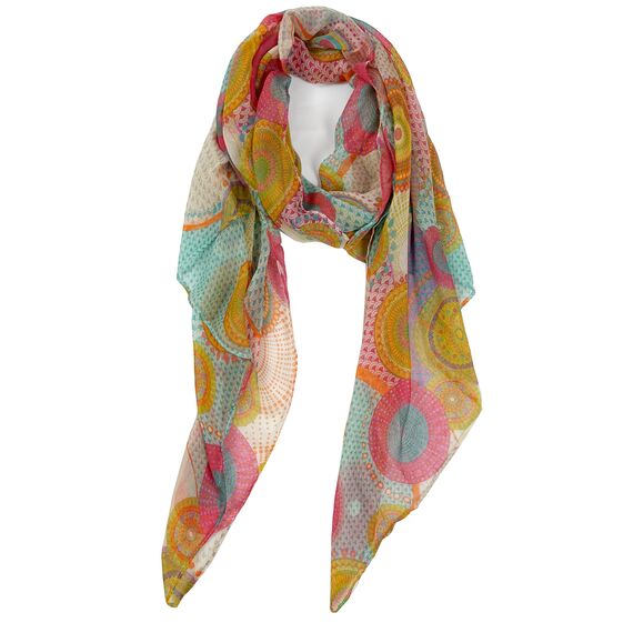 Van Der Rich ® - Tücher Schal Dessin Blumen Größe: 180cm*80cm - Damen (2-Rosa, TU)