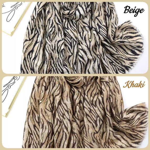 KRUIHAN Zebra Animal Print Schals & Tücher für Damen Stola Damen Festlich Leichtes Herbst Winter Halstuch Schultertuch Kopftuch Geschenke für Frauen,Stil C-Beige Stola