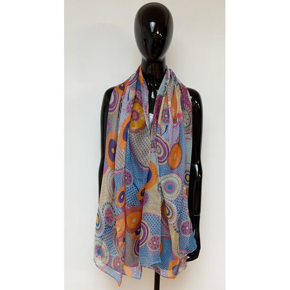 Van Der Rich ® - Tücher Schal Dessin Blumen Größe: 180cm*80cm - Damen (5-Blau, TU)