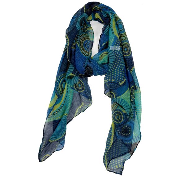 Van Der Rich ® - Tücher Schal Dessin Blumen Größe: 180cm*80cm - Damen (20-Royalblau, TU)