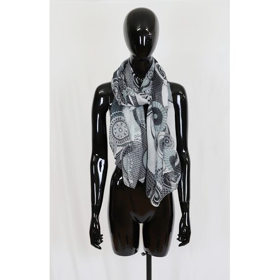 Van Der Rich ® - Tücher Schal Dessin Blumen Größe: 180cm*80cm - Damen (18-Schwarz, TU)