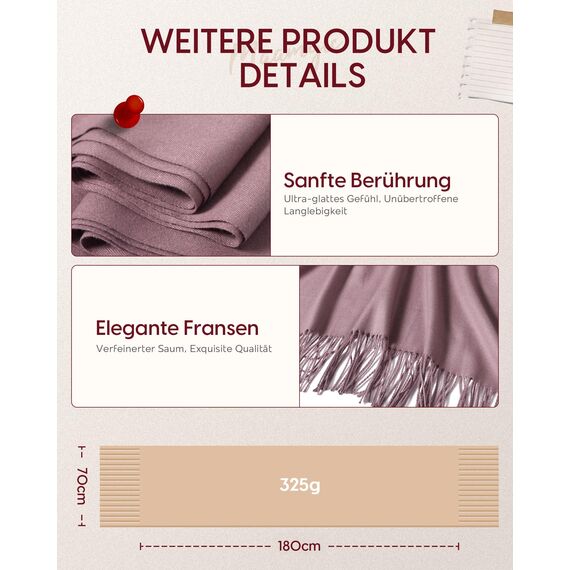 MaaMgic Schal Damen Warm Winter Herbst unifarben Baumwolle mit quasten/fransen, 20+ Farben Einfarbig & Kariert Pashmina Stola Schals MEHRWEG,Beeren Lila 2025