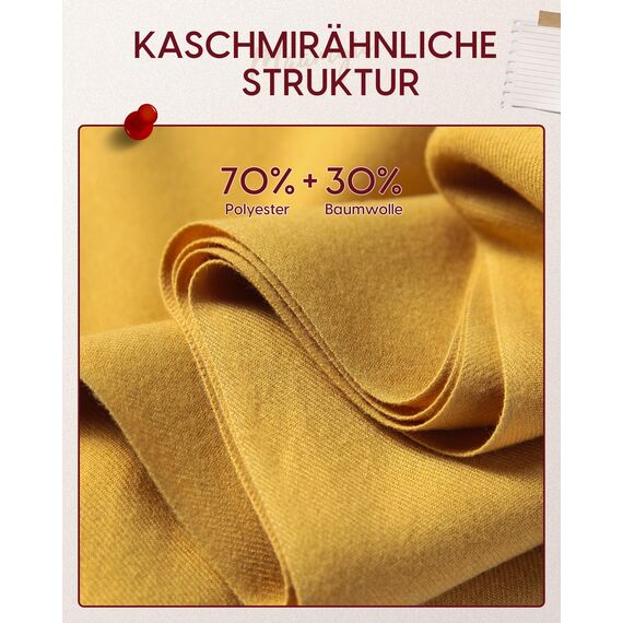 MaaMgic Schal Damen Warm Winter Herbst unifarben Baumwolle mit quasten/fransen, 20+ Farben Einfarbig & Kariert Pashmina Stola Schals MEHRWEG,Dunkel Gelb