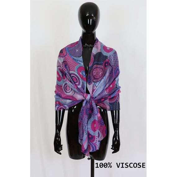 Van Der Rich ® - Tücher Schal Dessin Blumen Größe: 180cm*80cm - Damen (13-Violett, TU)