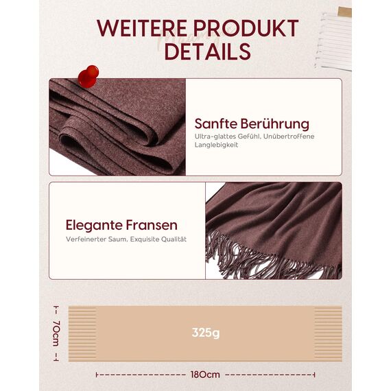 MaaMgic Schal Damen Warm Winter Herbst unifarben Baumwolle mit quasten/fransen, 20+ Farben Einfarbig & Kariert Pashmina Stola Schals MEHRWEG,Marmelade 2025