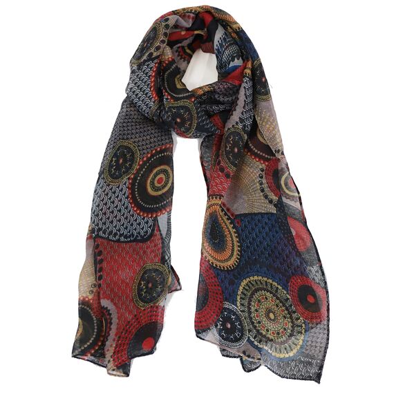 Van Der Rich ® - Tücher Schal Dessin Blumen Größe: 180cm*80cm - Damen (33-Senf, TU)