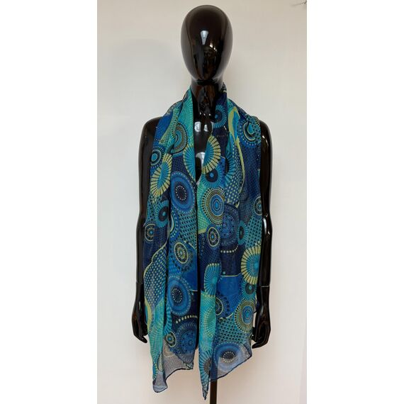 Van Der Rich ® - Tücher Schal Dessin Blumen Größe: 180cm*80cm - Damen (20-Royalblau, TU)