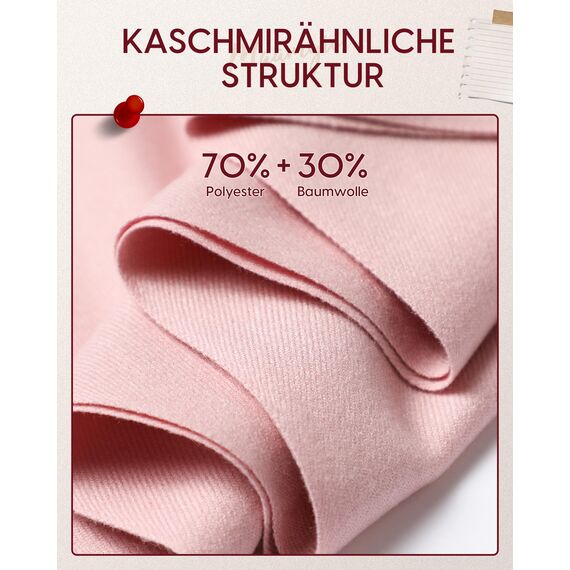 MaaMgic Schal Damen Warm Winter Herbst unifarben Baumwolle mit quasten/fransen, 20+ Farben Einfarbig & Kariert Pashmina Stola Schals MEHRWEG,Pink Rosa