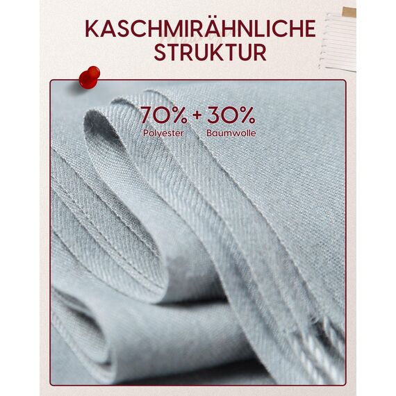 MaaMgic Schal Damen Warm Winter Herbst unifarben Baumwolle mit quasten/fransen, 20+ Farben Einfarbig & Kariert Pashmina Stola Schals MEHRWEG,Hell Grau 2