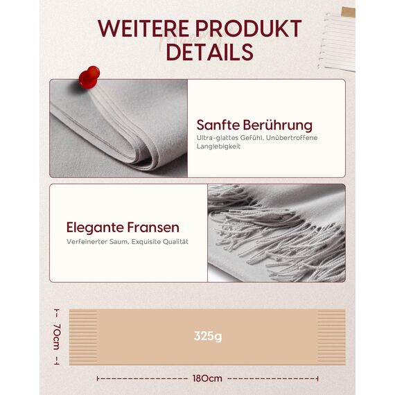 MaaMgic Schal Damen Warm Winter Herbst unifarben Baumwolle mit quasten/fransen, 20+ Farben Einfarbig & Kariert Pashmina Stola Schals MEHRWEG,Silber Grau