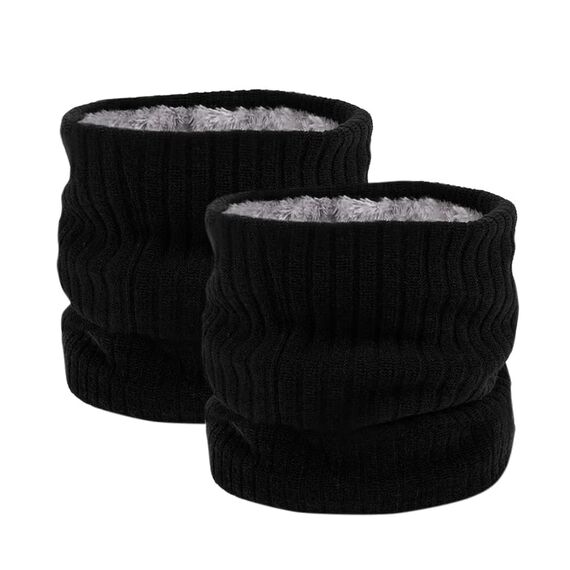 HGDGears Fleece Halswärmer Winddicht Thermo Gestrickt Schlauchschal für Herren Damen Dicker Winter Kaltes Wetter Gestrickter Kreis Schal für Outdoor Sport(2 stück schwarz)