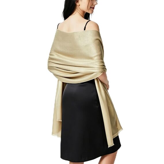vimate Glitzer Abendtuch - Weiches Gold Pashmina Schal für Damen, Braut Hochzeits Schleier & Wrap Accessoire (DE-Gold NEW)