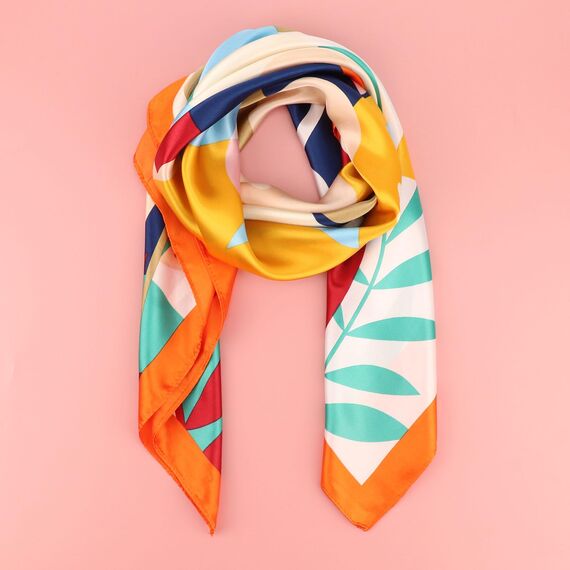 DRESHOW 90x90cm Große Quadratische Schals für Damen Seide Kopftuch Bandanas Haartuch Halstuch Haarschmuck