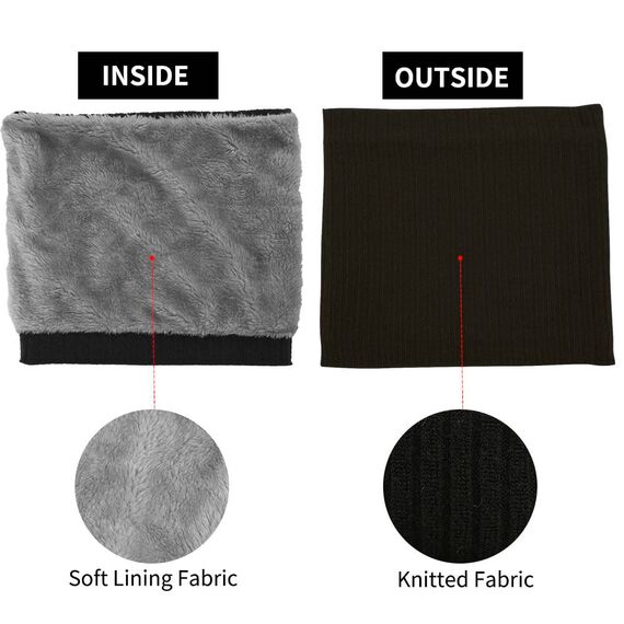 HGDGears Fleece Halswärmer Winddicht Thermo Gestrickt Schlauchschal für Herren Damen Dicker Winter Kaltes Wetter Gestrickter Kreis Schal für Outdoor Sport(2 stück schwarz)